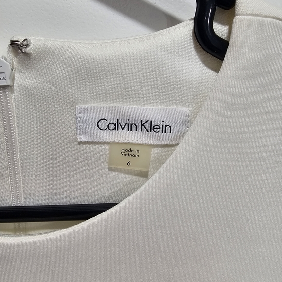 Calvin Klein Ivory, Black & Plum Colorblock Midi Sheath Dress - Picture 2 of 3